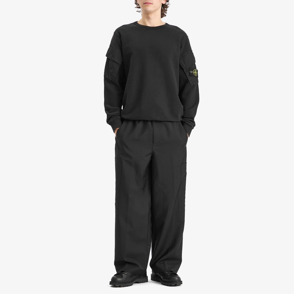 Stone Island Men's Brushed Fleece Cargo Pocket Sweatshirt Black